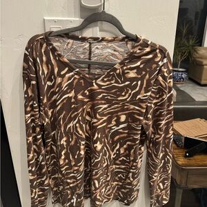 Westbound Brown and Cream Patterned Blouse